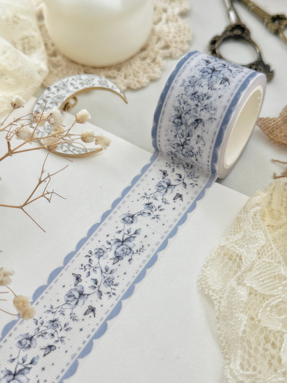 blue rose ribbed lace washi tape