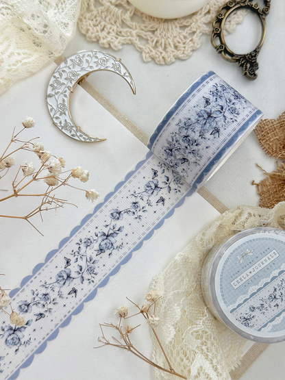 blue rose ribbed lace washi tape