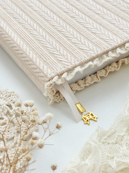 160 gsm | A5 | pink sweater lace notebook (dotted)