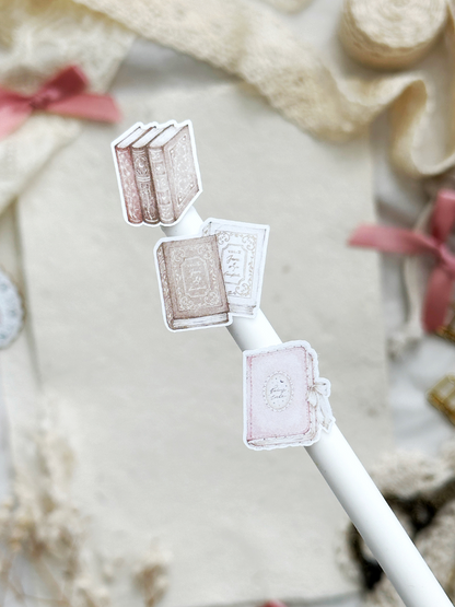books & lace sticker sheet - 3pc set