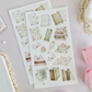 books & lace sticker sheet - 3pc set