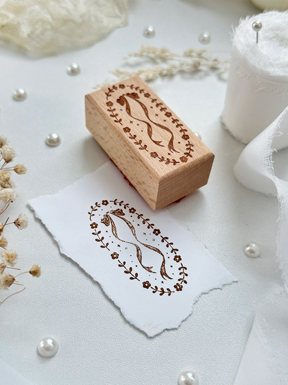 flowers & bows framed wood stamp