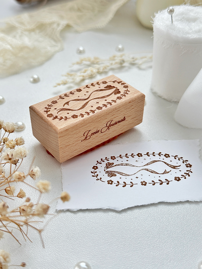 flowers & bows framed wood stamp