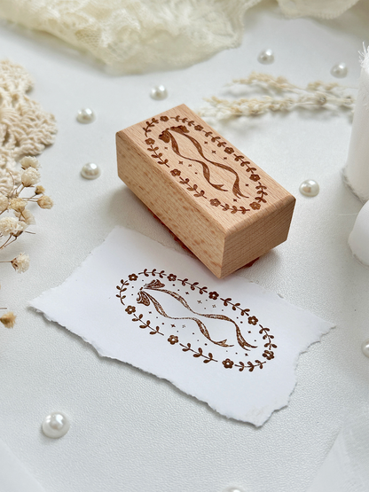 flowers & bows framed wood stamp