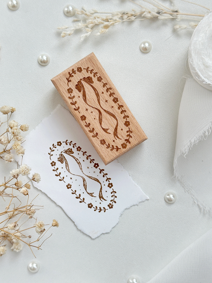 flowers & bows framed wood stamp