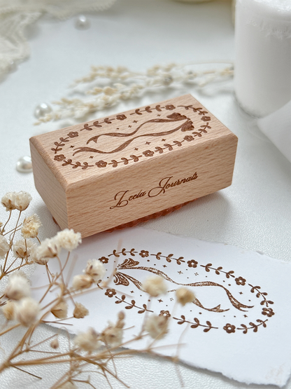 flowers & bows framed wood stamp