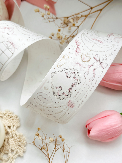 bows & pearls pet & washi tape (pre-cut)