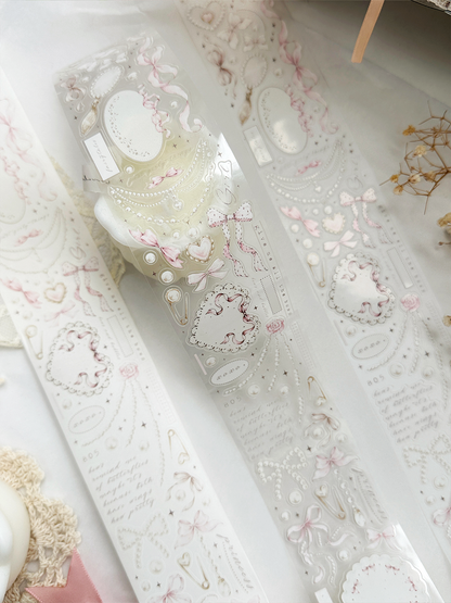 bows & pearls pet & washi tape (pre-cut)