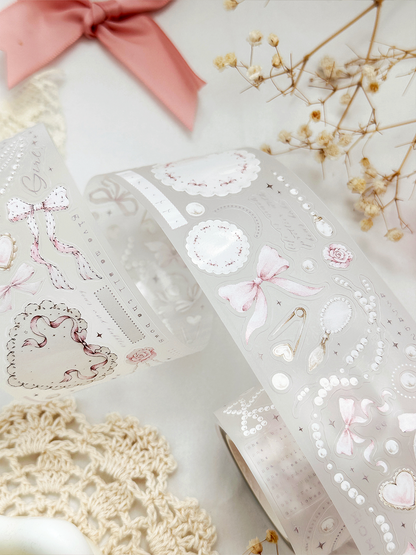 bows & pearls pet & washi tape (pre-cut)