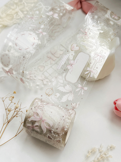 bows & pearls pet & washi tape (pre-cut)