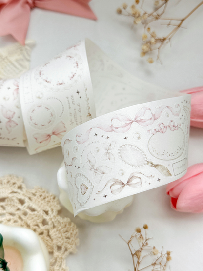 bows & pearls pet & washi tape (pre-cut)