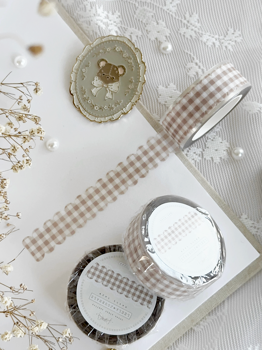 scalloped plaid die cut washi tape (new colors added!)