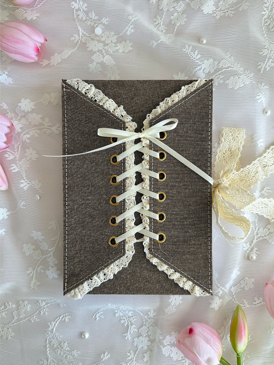160 gsm | A5 | hazelnut denim corset (dotted, grid, lined)