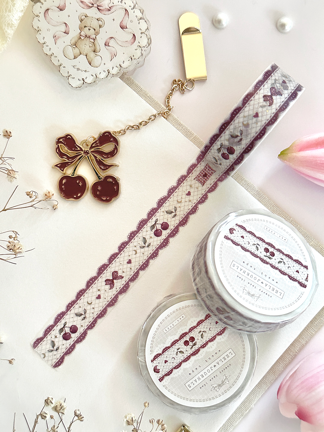 cherry lace washi tape