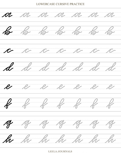 Free Brush Lettering Practice Sheets: Lowercase Alphabet 