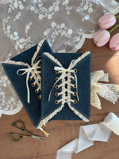 160 gsm | A5 | midnight blue denim corset (dotted, grid, lined)