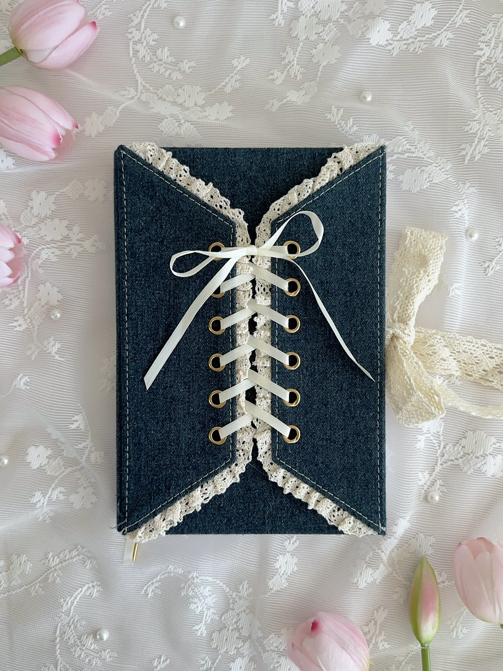 160 gsm | A5 | midnight blue denim corset (dotted, grid, lined)