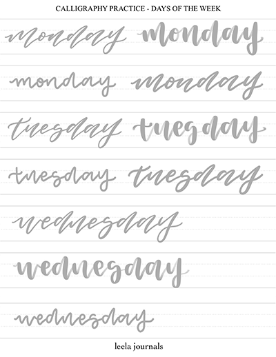 x11 calligraphy hand lettering practice sheets  | digital download