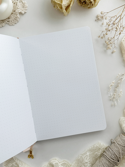 160 gsm | A5 | pink sweater lace notebook (dotted)
