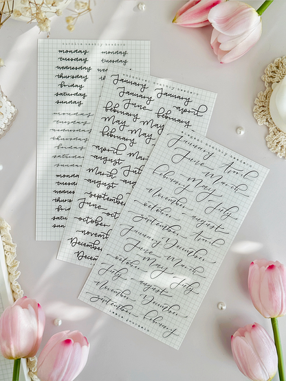 monthly & weekly headers 1 sticker sheet - 3pc set