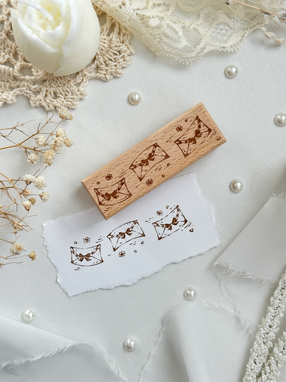 flying love letters wood stamp