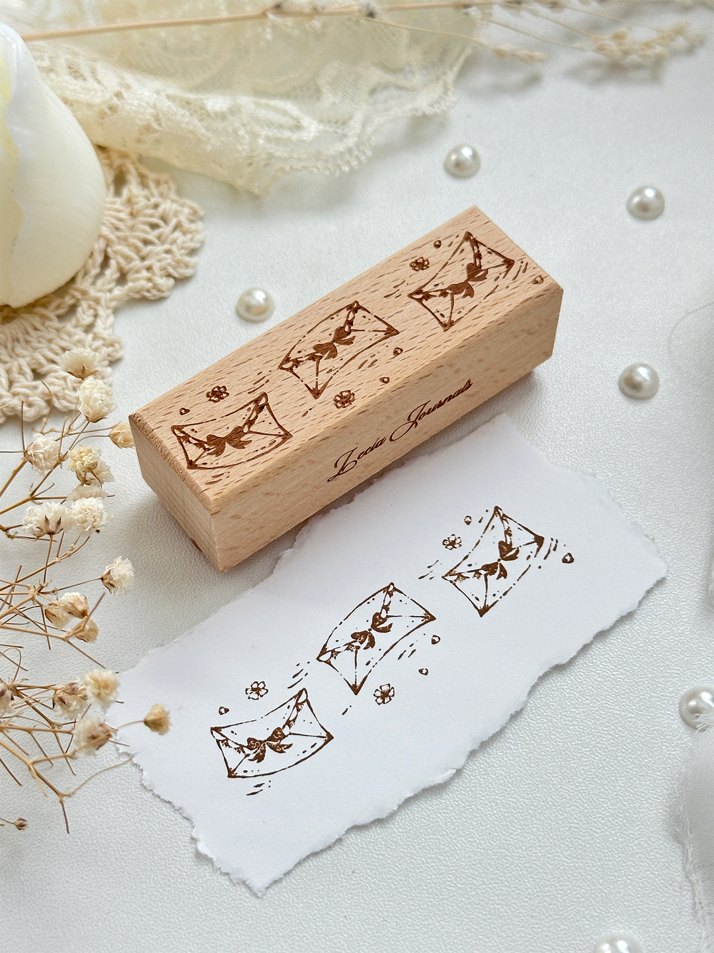 flying love letters wood stamp