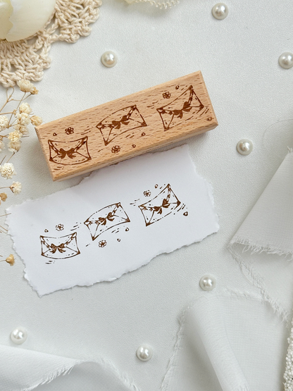 flying love letters wood stamp