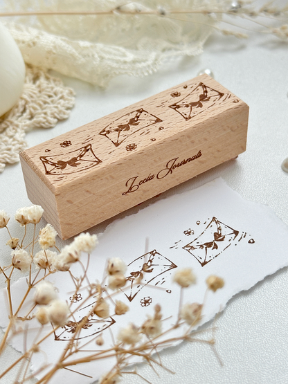 flying love letters wood stamp