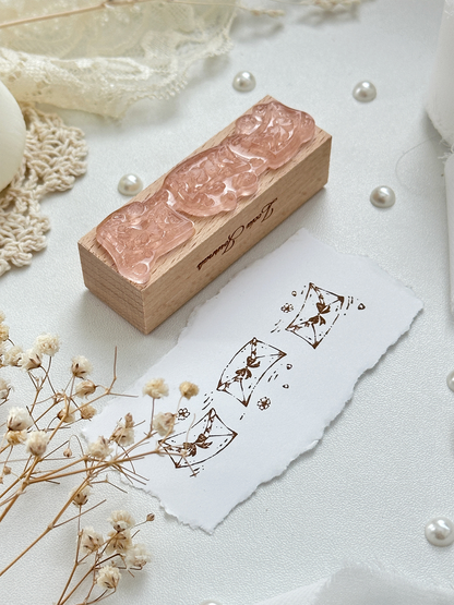 flying love letters wood stamp