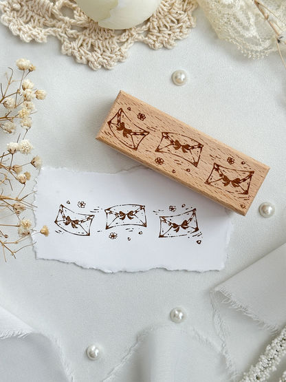flying love letters wood stamp