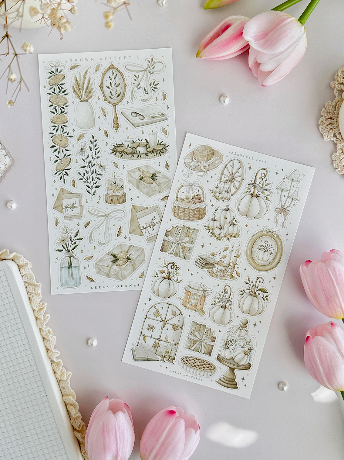 fall aesthetic sticker sheet - 2pc set