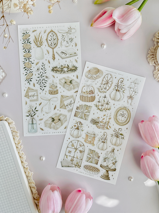 fall aesthetic sticker sheet - 2pc set
