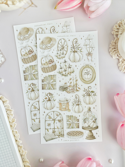 fall aesthetic sticker sheet - 2pc set