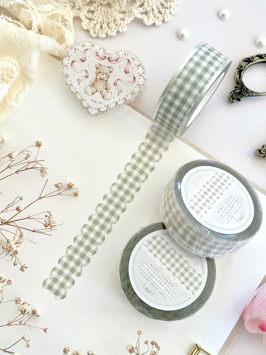 scalloped plaid die cut washi tape