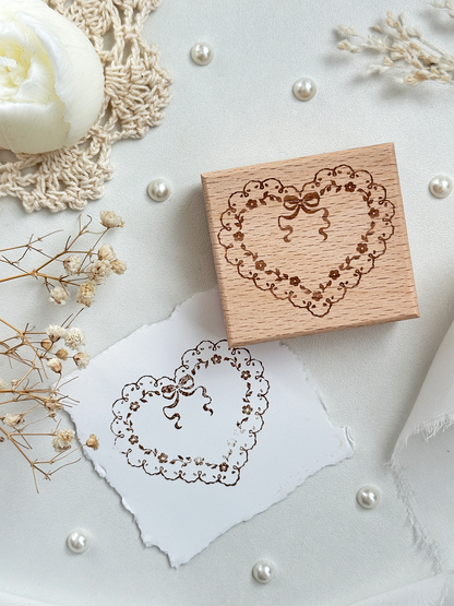 love & lace wood stamp