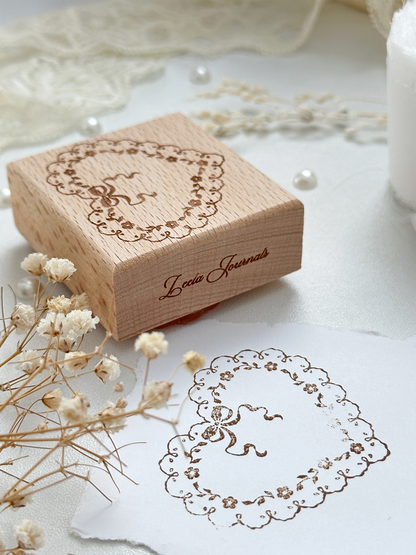 love & lace wood stamp