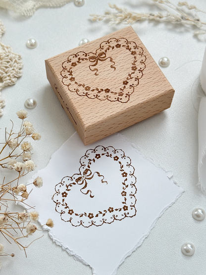 love & lace wood stamp