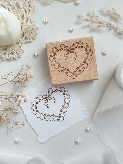 love & lace wood stamp