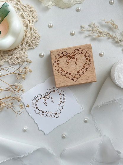 love & lace wood stamp
