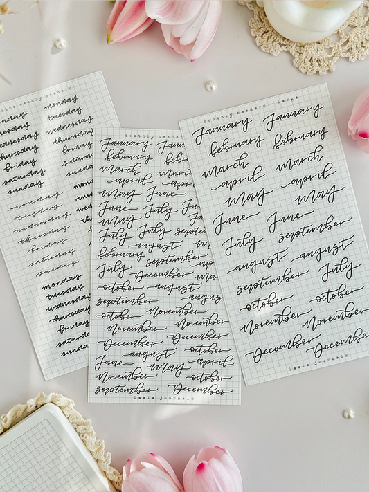 monthly & weekly headers 2 sticker sheet - 3pc set