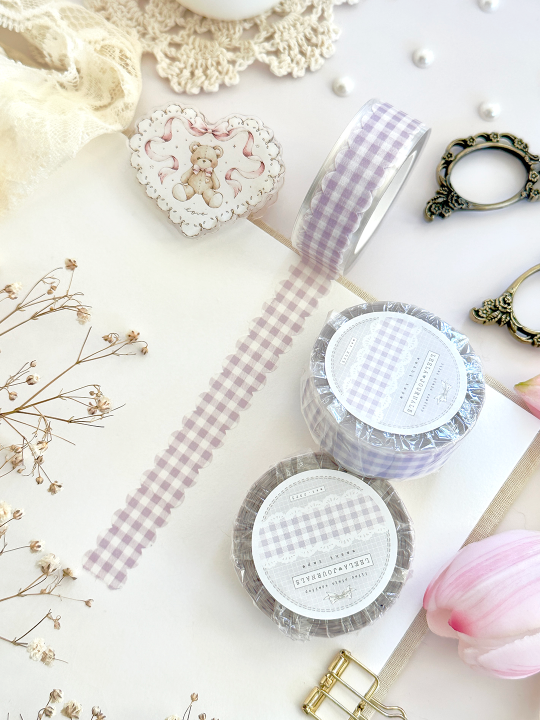 scalloped plaid die cut washi tape