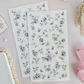 blue, lilac, monochrome roses sticker sheet - 3pc set