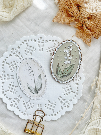 lily of the valley enamel journaling clip