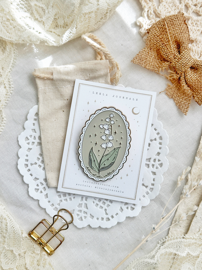 lily of the valley enamel journaling clip