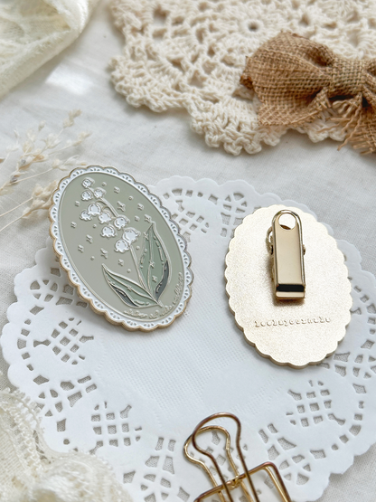lily of the valley enamel journaling clip