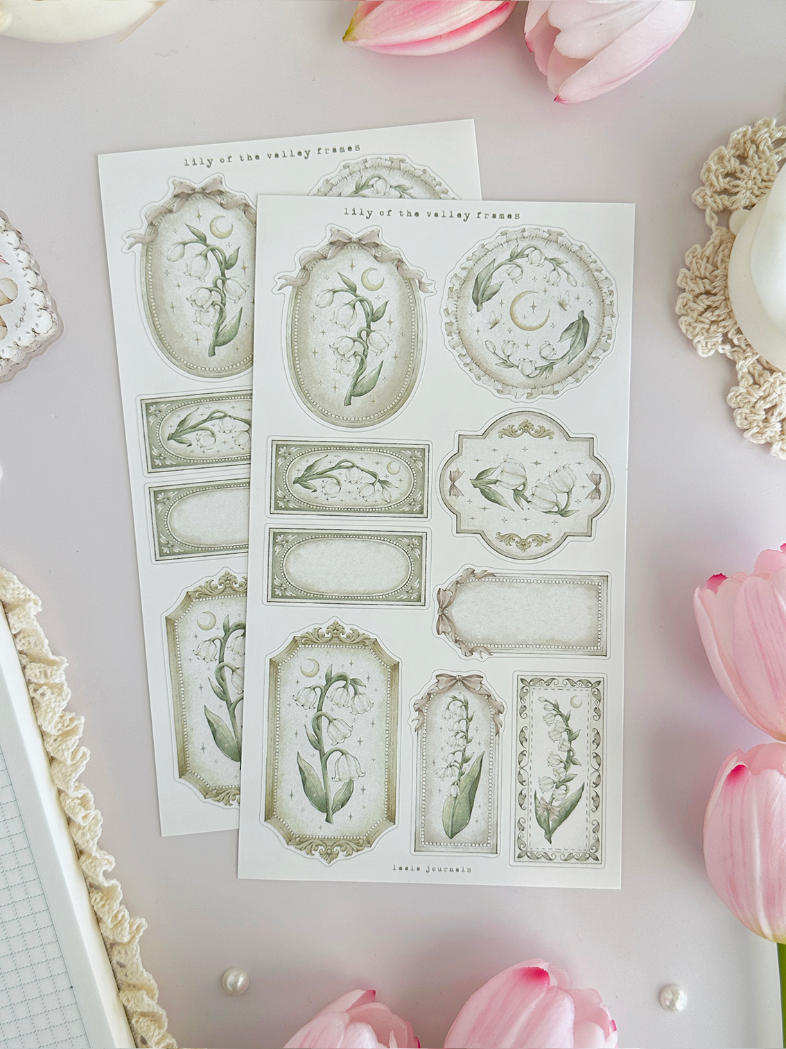 lily of the valley & frames 1 sticker sheet - 2pc set