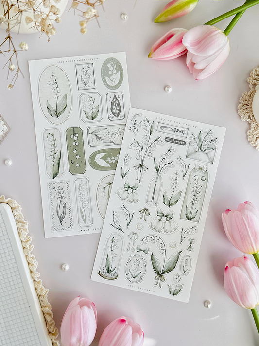 lily of the valley & frames 2 sticker sheet - 2pc set