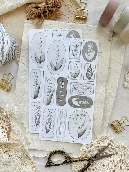 lily of the valley frames sticker sheet - 1pc