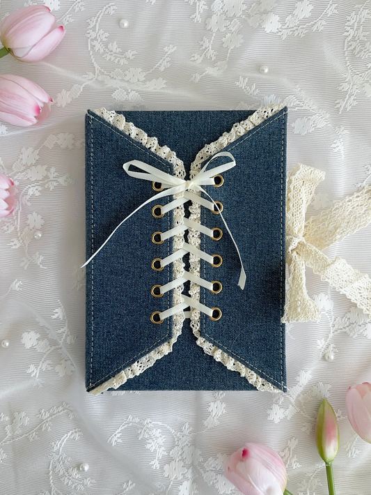 160 gsm | A5 | indigo denim corset (dotted, grid, lined)