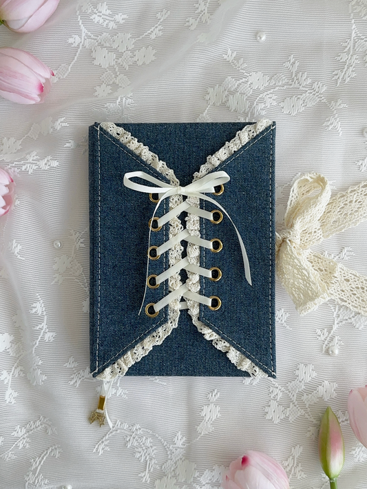160 gsm | B6 | indigo denim corset (dotted, grid)